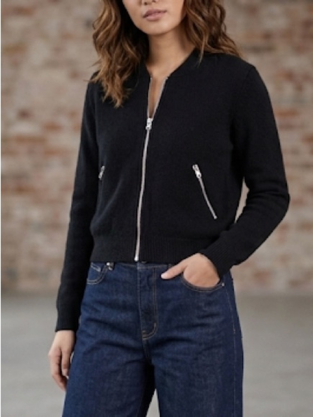 Acne Studios Olympia Zip Up Knit Jacket Size Small Black